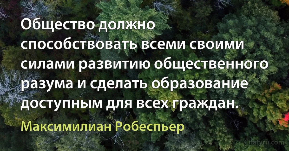 Общество должно способствовать всеми своими силами развитию общественного разума и сделать образование доступным для всех граждан. (Максимилиан Робеспьер)