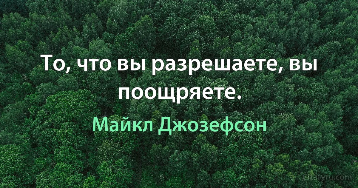 То, что вы разрешаете, вы поощряете. (Майкл Джозефсон)