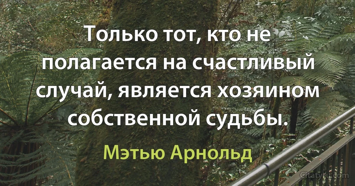 Только тот, кто не полагается на счастливый случай, является хозяином собственной судьбы. (Мэтью Арнольд)