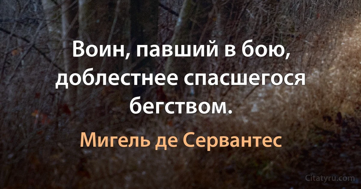 Воин, павший в бою, доблестнее спасшегося бегством. (Мигель де Сервантес)