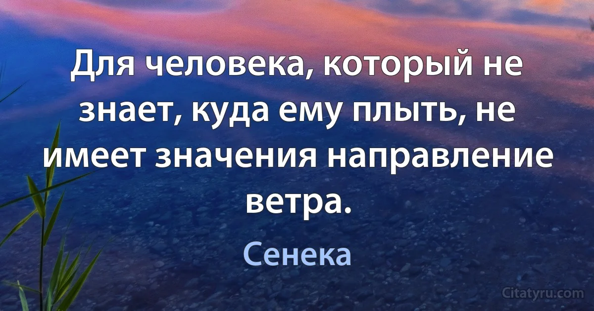 Для человека, который не знает, куда ему плыть, не имеет значения направление ветра. (Сенека)