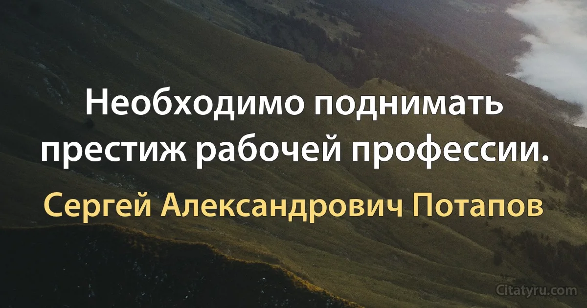 Необходимо поднимать престиж рабочей профессии. (Сергей Александрович Потапов)