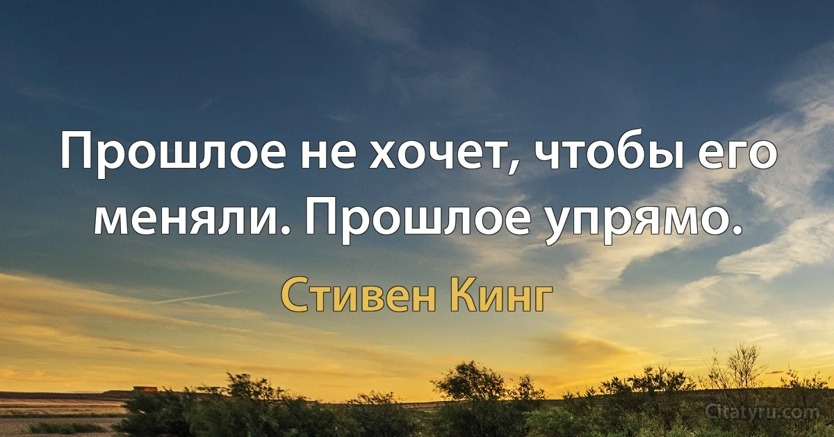 Прошлое не хочет, чтобы его меняли. Прошлое упрямо. (Стивен Кинг)