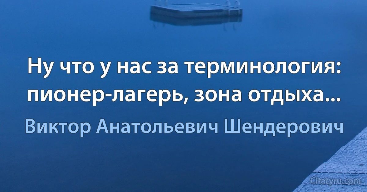 Ну что у нас за терминология: пионер-лагерь, зона отдыха... (Виктор Анатольевич Шендерович)