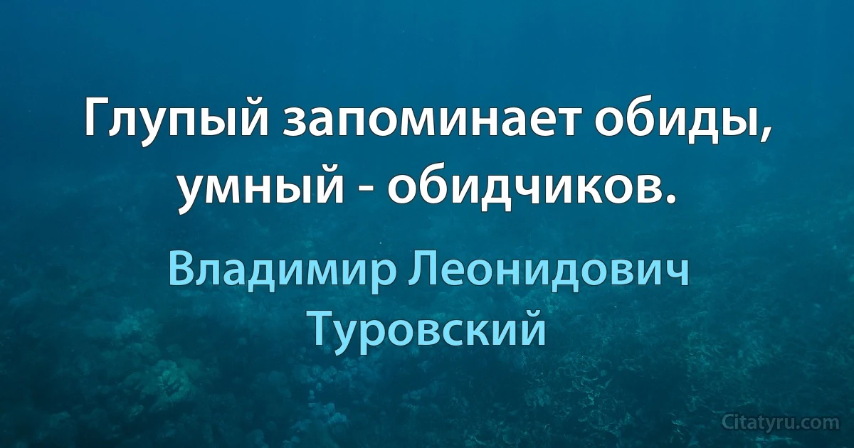 Глупый запоминает обиды, умный - обидчиков. (Владимир Леонидович Туровский)