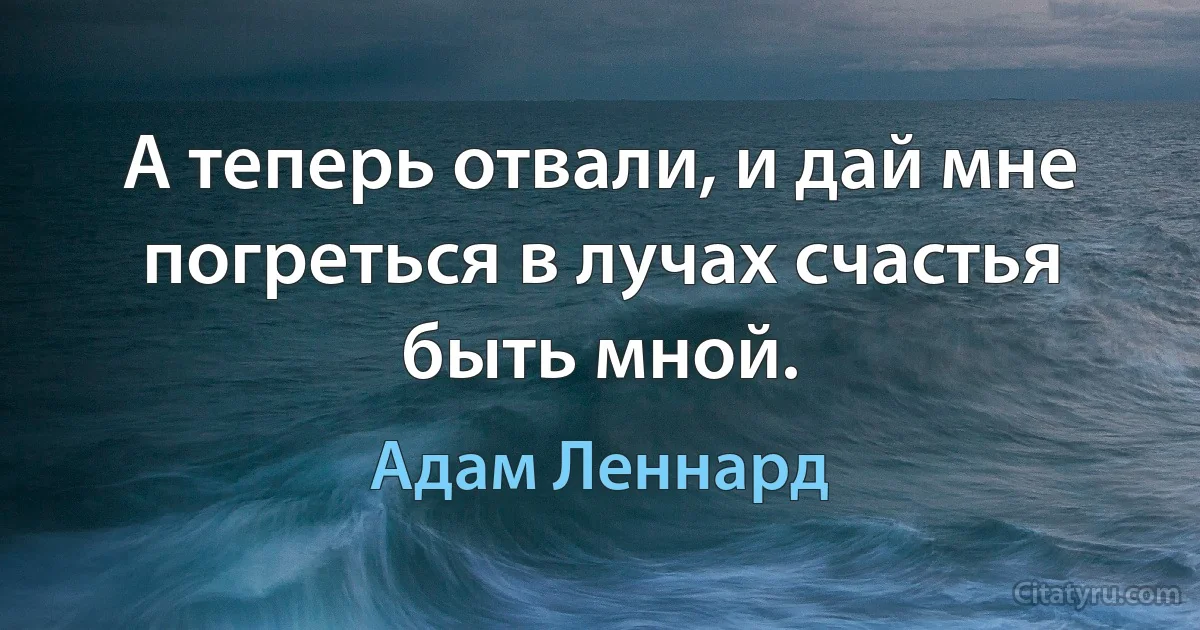 А теперь отвали, и дай мне погреться в лучах счастья быть мной. (Адам Леннард)