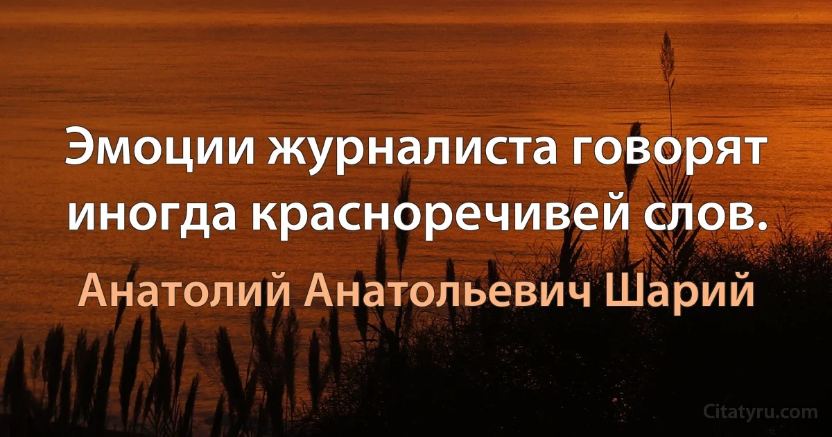 Эмоции журналиста говорят иногда красноречивей слов. (Анатолий Анатольевич Шарий)