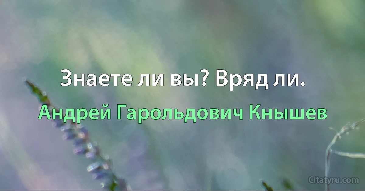 Знаете ли вы? Вряд ли. (Андрей Гарольдович Кнышев)