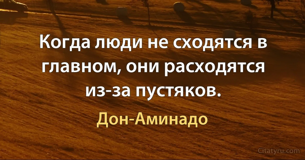 Когда люди не сходятся в главном, они расходятся из-за пустяков. (Дон-Аминадо)