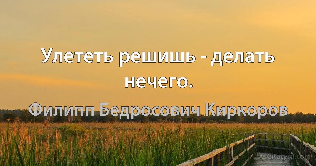 Улететь решишь - делать нечего. (Филипп Бедросович Киркоров)