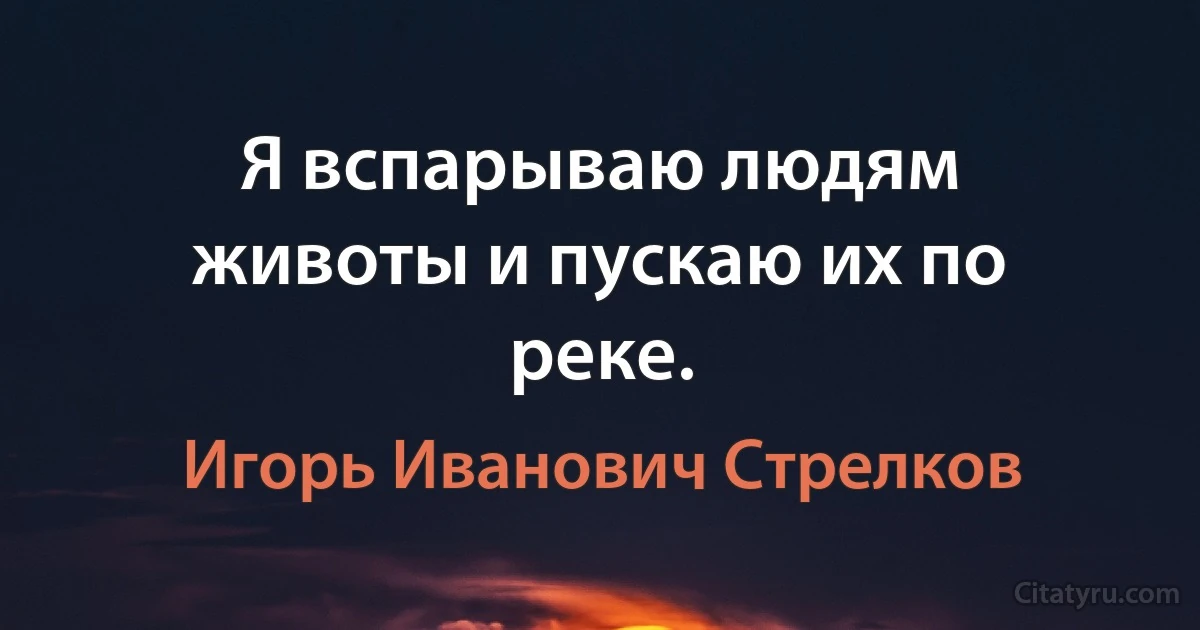 Я вспарываю людям животы и пускаю их по реке. (Игорь Иванович Стрелков)