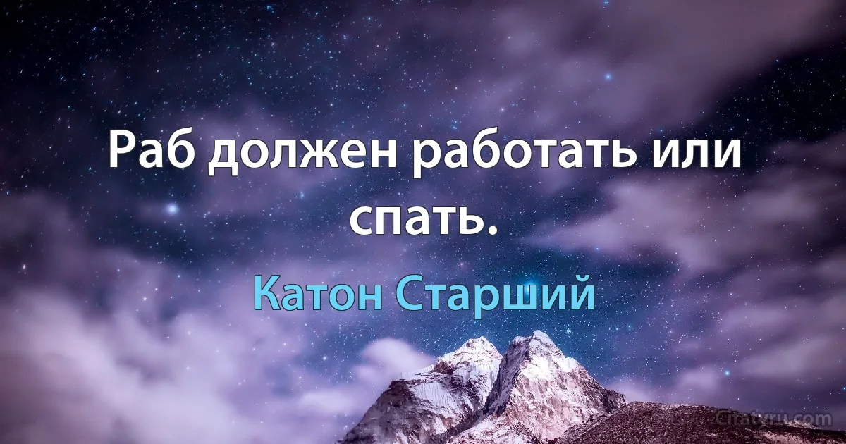 Раб должен работать или спать. (Катон Старший)