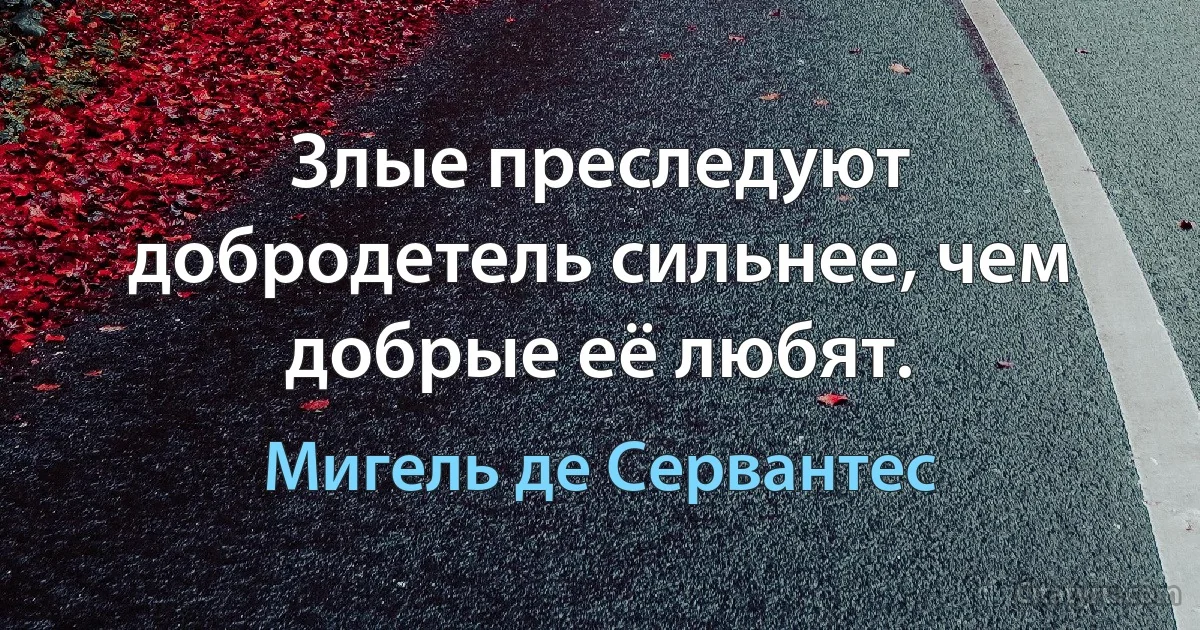 Злые преследуют добродетель сильнее, чем добрые её любят. (Мигель де Сервантес)