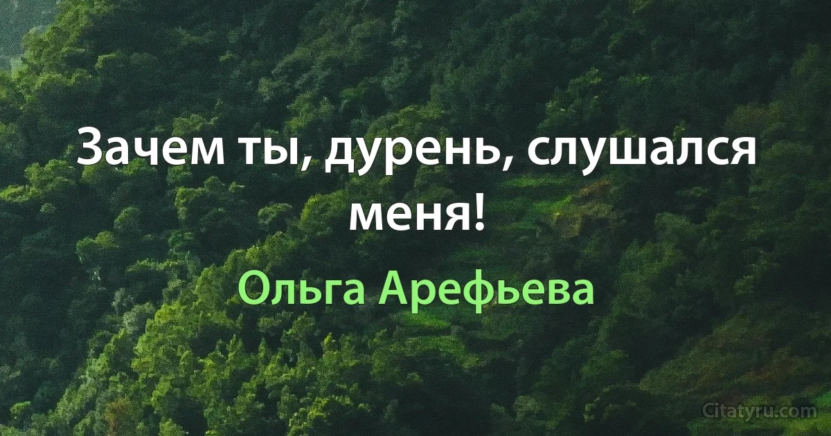 Зачем ты, дурень, слушался меня! (Ольга Арефьева)