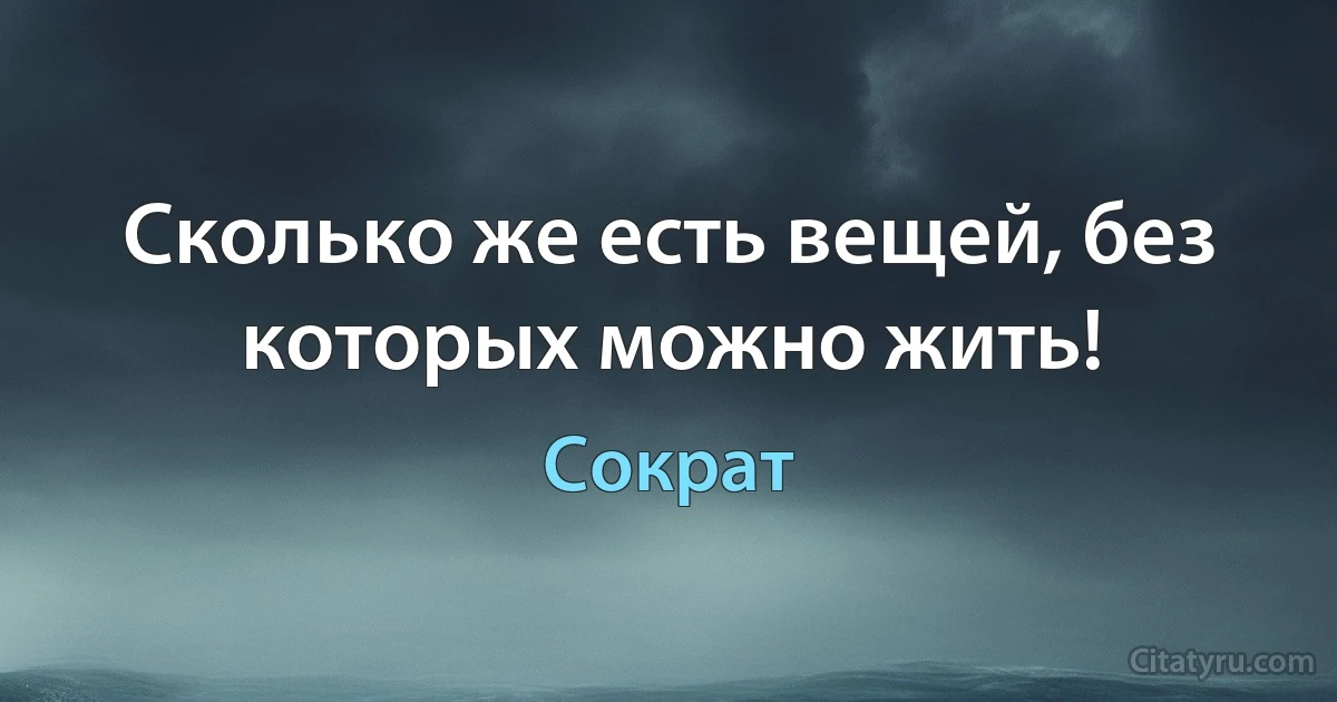 Сколько же есть вещей, без которых можно жить! (Сократ)