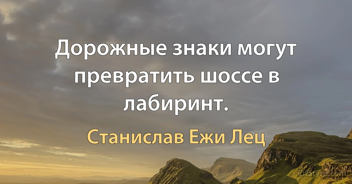 Дорожные знаки могут превратить шоссе в лабиринт. (Станислав Ежи Лец)