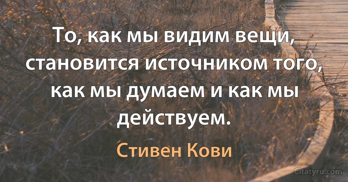 То, как мы видим вещи, становится источником того, как мы думаем и как мы действуем. (Стивен Кови)