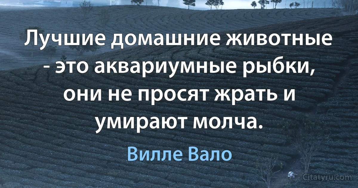 Лучшие домашние животные - это аквариумные рыбки, они не просят жрать и умирают молча. (Вилле Вало)