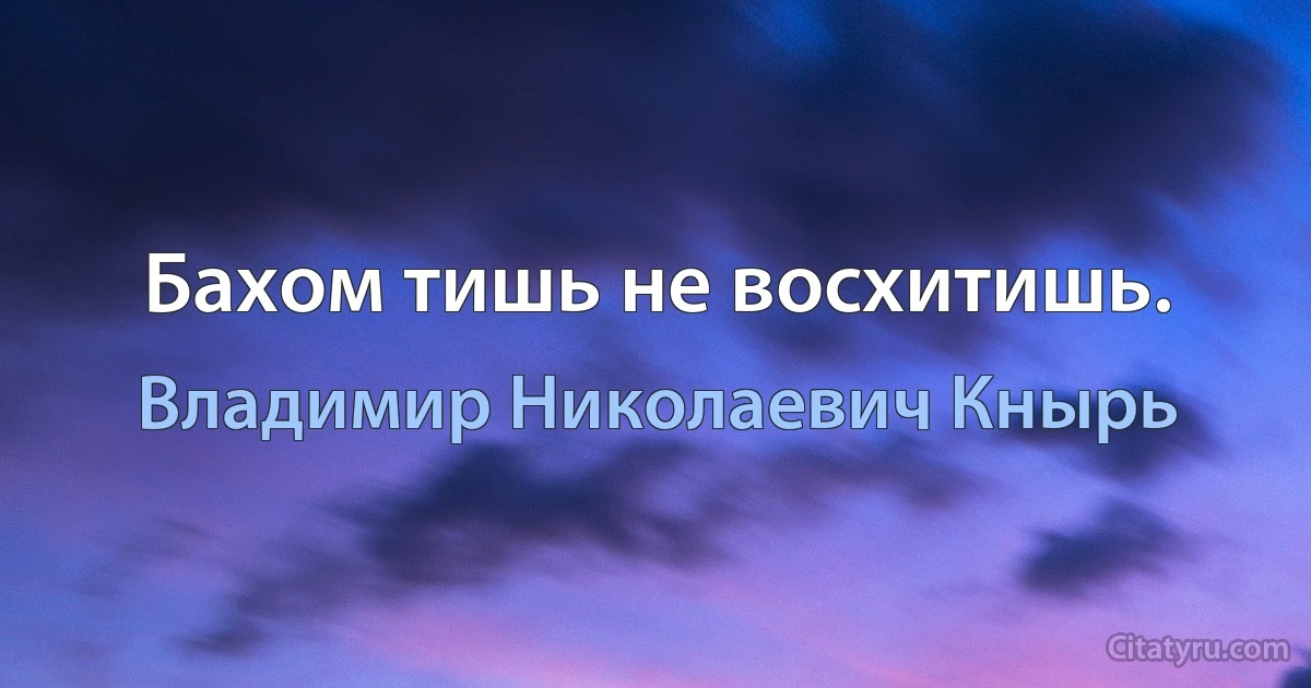 Бахом тишь не восхитишь. (Владимир Николаевич Кнырь)