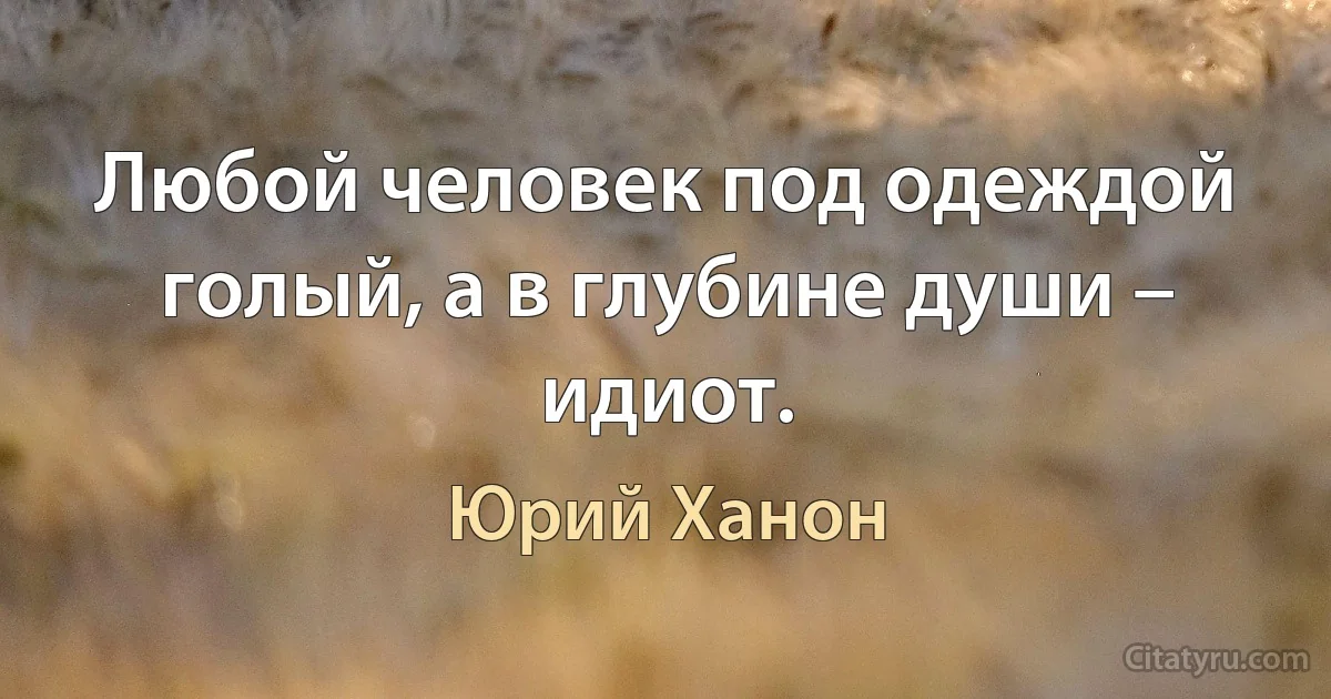 Любой человек под одеждой голый, а в глубине души – идиот. (Юрий Ханон)