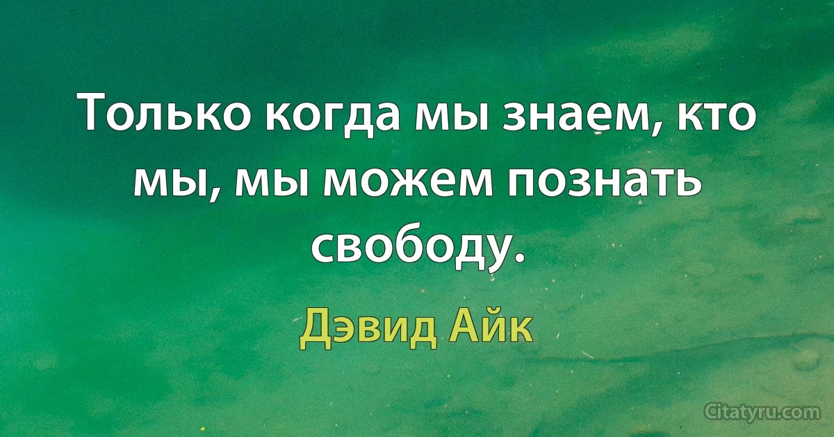 Только когда мы знаем, кто мы, мы можем познать свободу. (Дэвид Айк)