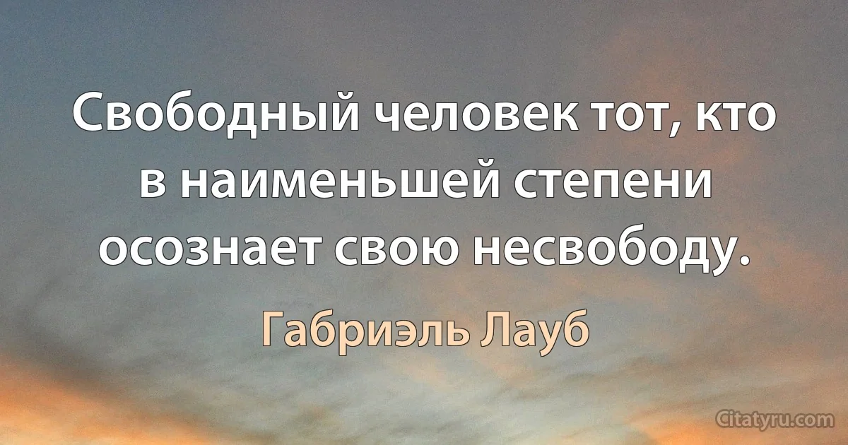 Свободный человек тот, кто в наименьшей степени осознает свою несвободу. (Габриэль Лауб)