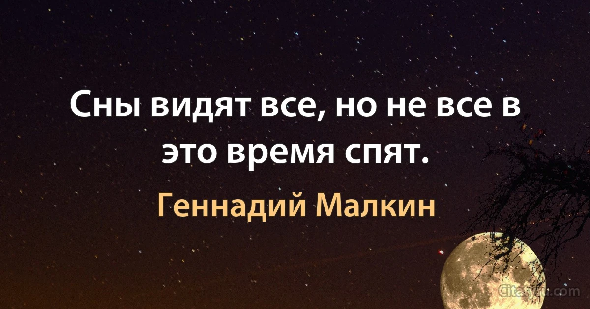 Сны видят все, но не все в это время спят. (Геннадий Малкин)