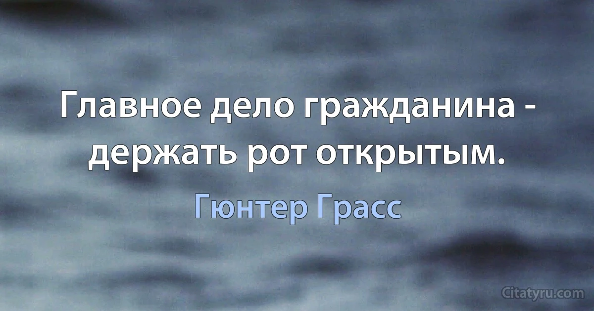 Главное дело гражданина - держать рот открытым. (Гюнтер Грасс)