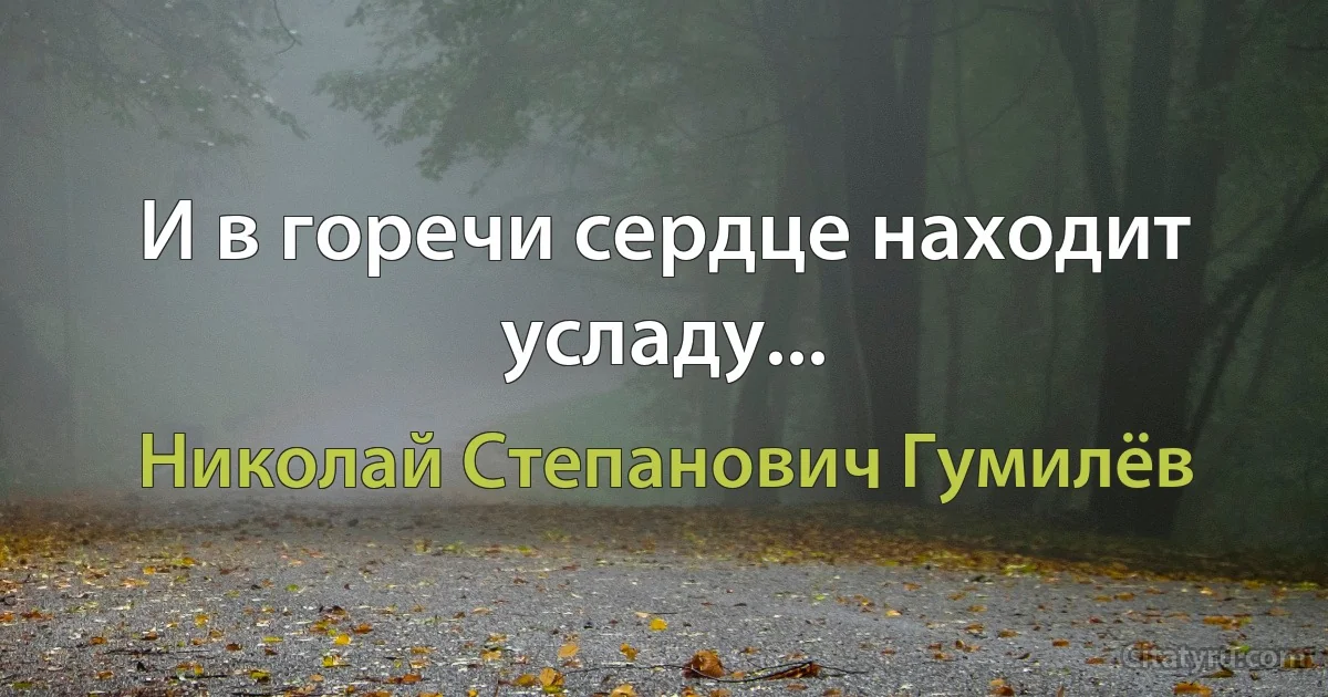 И в горечи сердце находит усладу... (Николай Степанович Гумилёв)