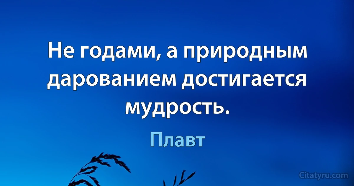 Не годами, а природным дарованием достигается мудрость. (Плавт)