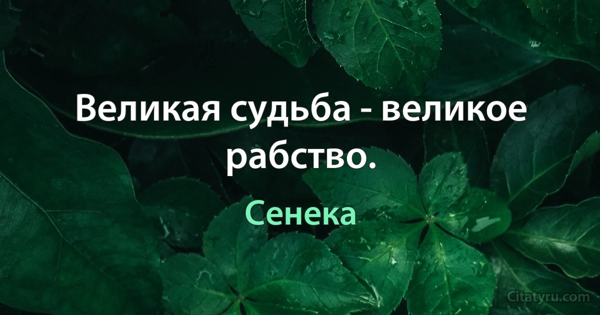 Великая судьба - великое рабство. (Сенека)