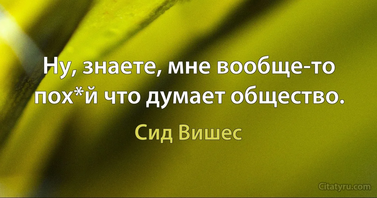 Ну, знаете, мне вообще-то пох*й что думает общество. (Сид Вишес)