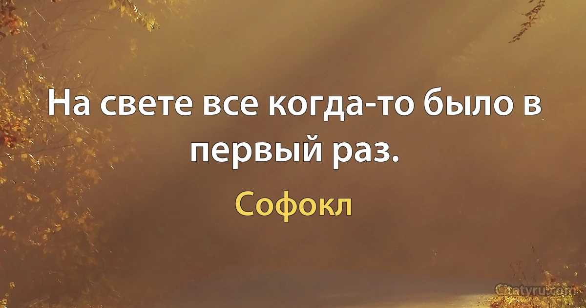 На свете все когда-то было в первый раз. (Софокл)