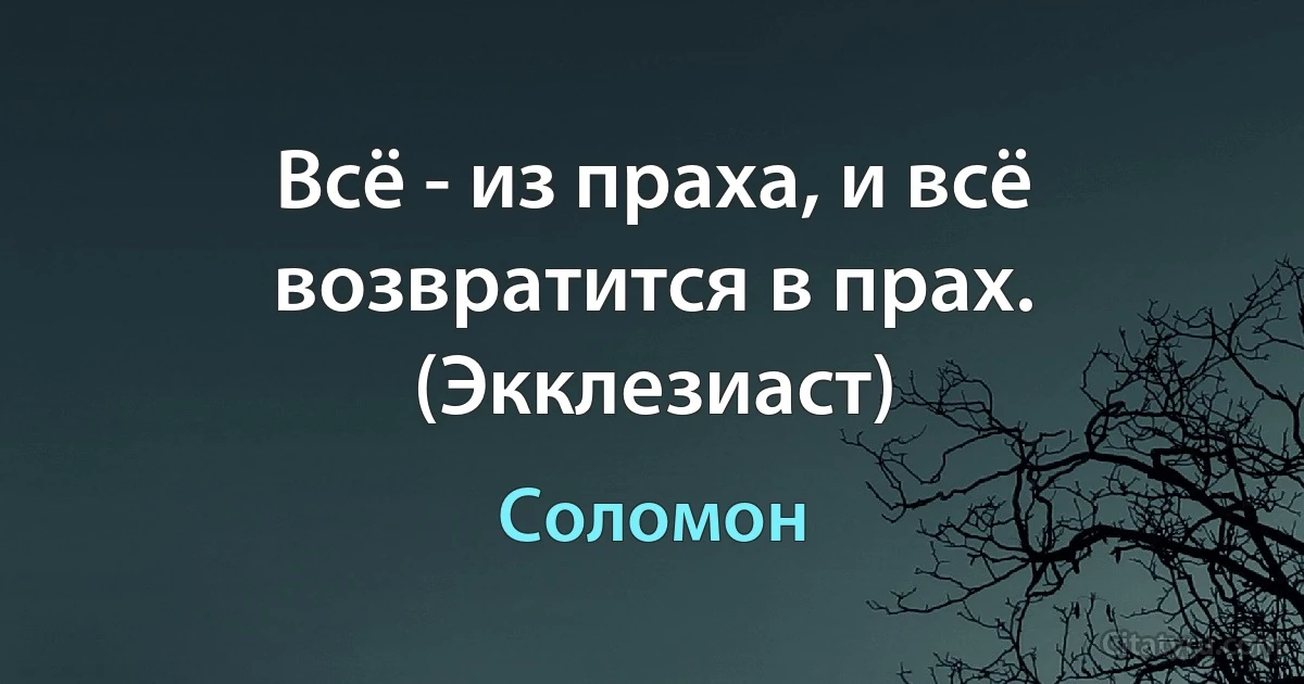 Всё - из праха, и всё возвратится в прах. (Экклезиаст) (Соломон)