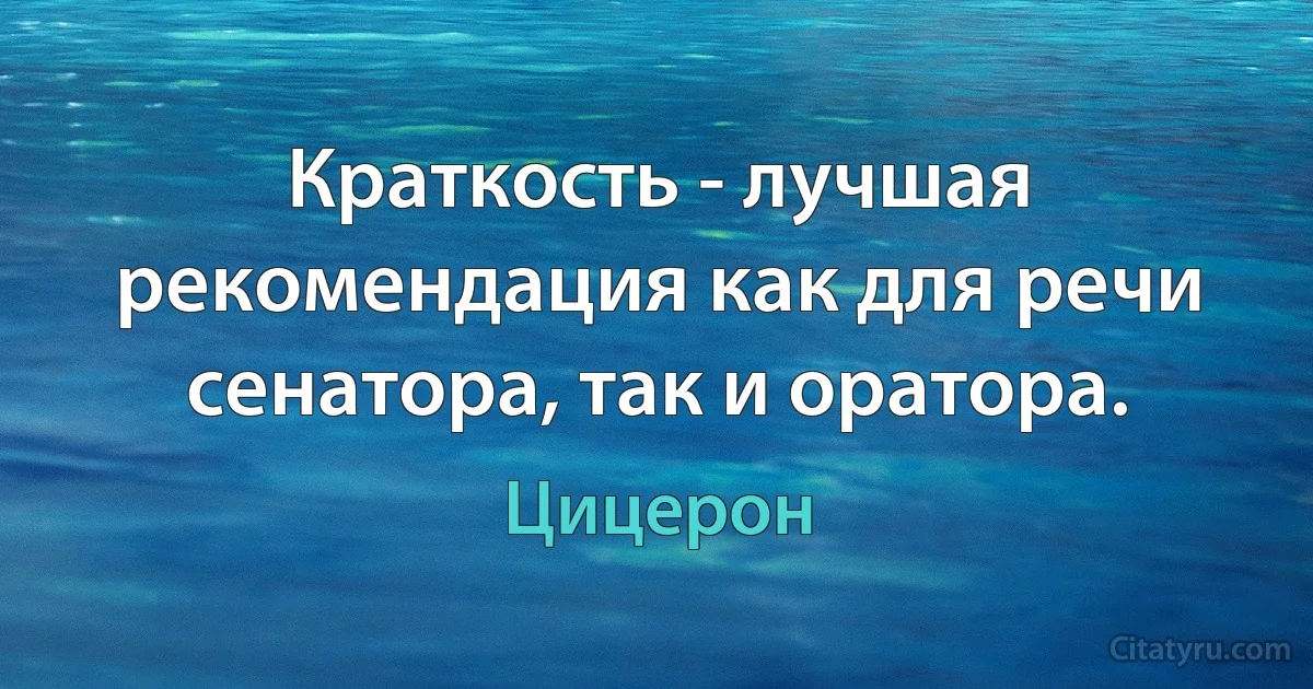 Краткость - лучшая рекомендация как для речи сенатора, так и оратора. (Цицерон)