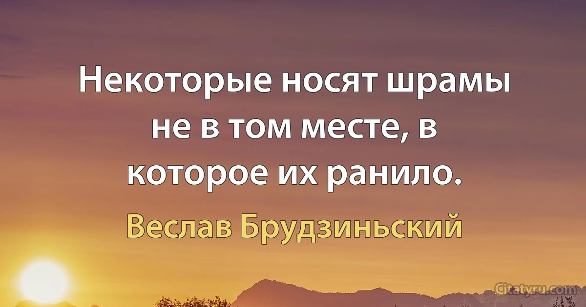 Некоторые носят шрамы не в том месте, в которое их ранило. (Веслав Брудзиньский)