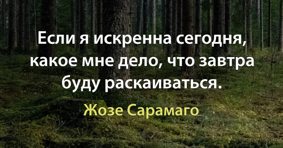 Если я искренна сегодня, какое мне дело, что завтра буду раскаиваться. (Жозе Сарамаго)