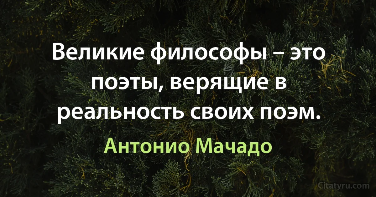 Великие философы – это поэты, верящие в реальность своих поэм. (Антонио Мачадо)