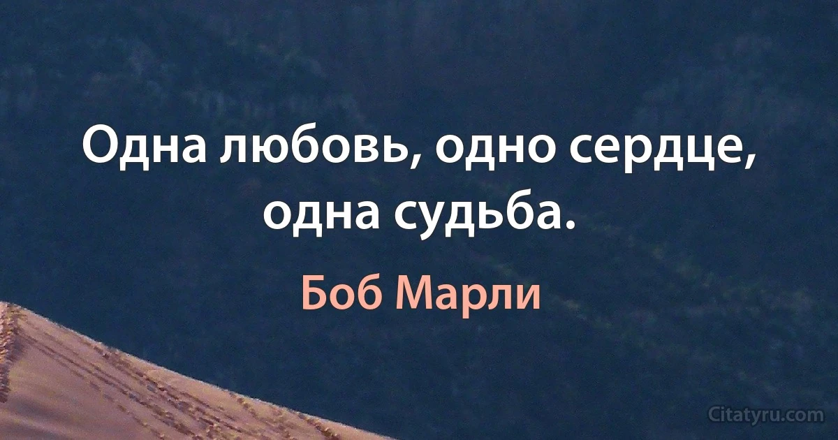 Одна любовь, одно сердце, одна судьба. (Боб Марли)