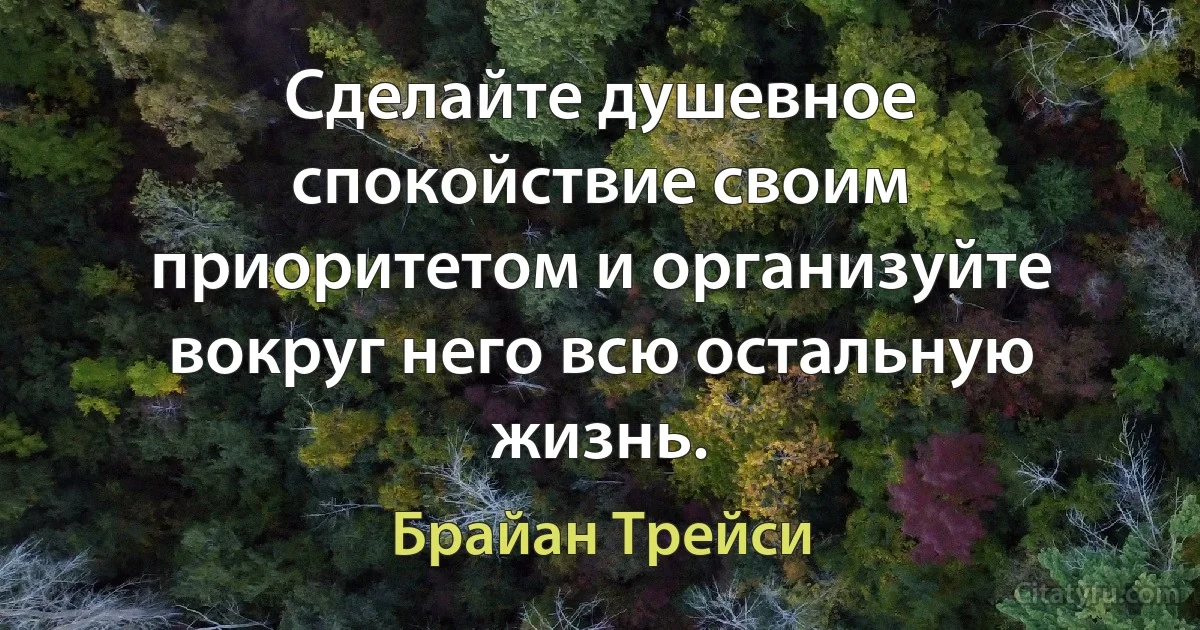 Сделайте душевное спокойствие своим приоритетом и организуйте вокруг него всю остальную жизнь. (Брайан Трейси)