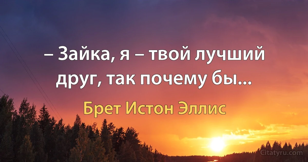 – Зайка, я – твой лучший друг, так почему бы... (Брет Истон Эллис)