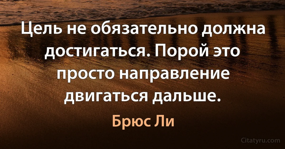 Цель не обязательно должна достигаться. Порой это просто направление двигаться дальше. (Брюс Ли)