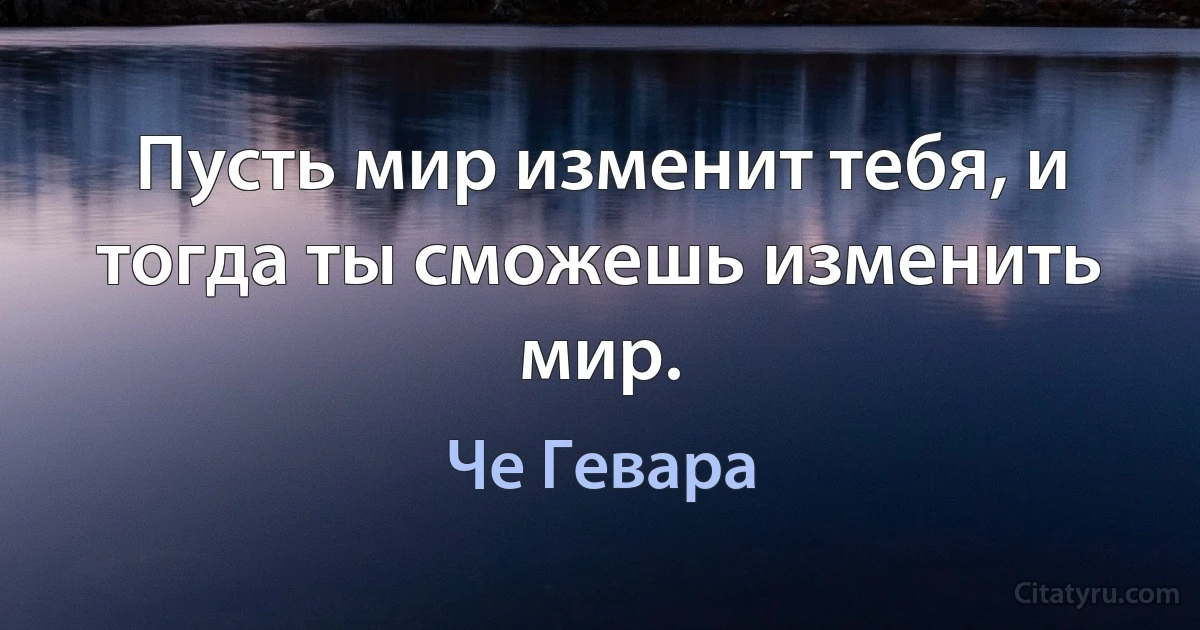 Пусть мир изменит тебя, и тогда ты сможешь изменить мир. (Че Гевара)