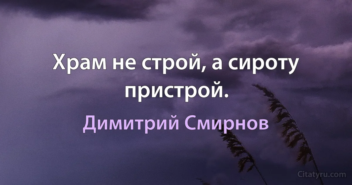 Храм не строй, а сироту пристрой. (Димитрий Смирнов)