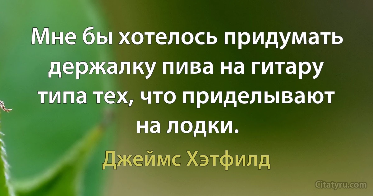 Мне бы хотелось придумать держалку пива на гитару типа тех, что приделывают на лодки. (Джеймс Хэтфилд)