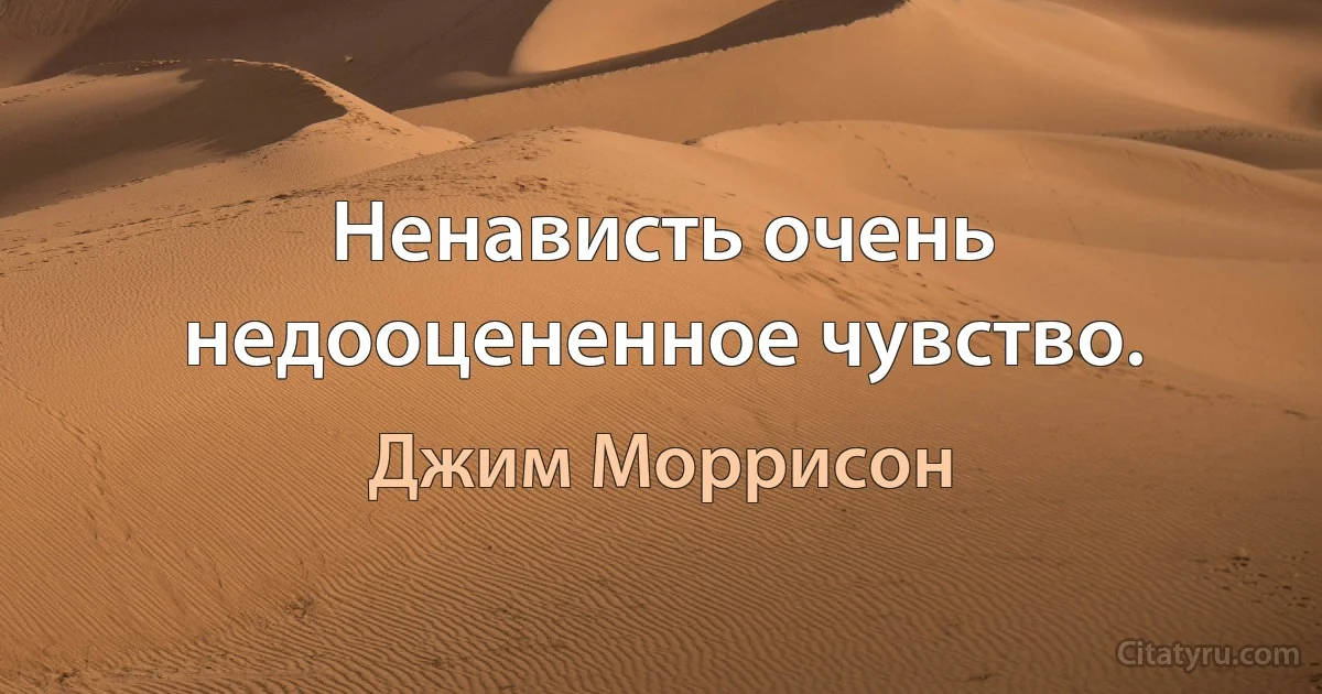 Ненависть очень недооцененное чувство. (Джим Моррисон)