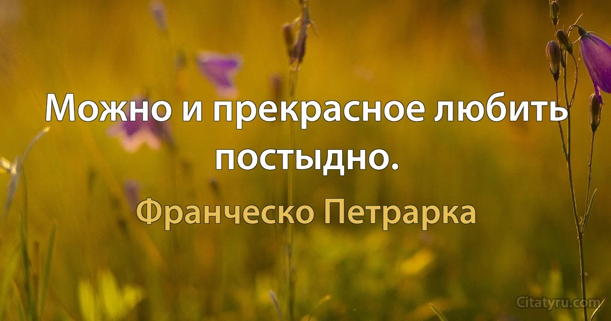 Можно и прекрасное любить постыдно. (Франческо Петрарка)