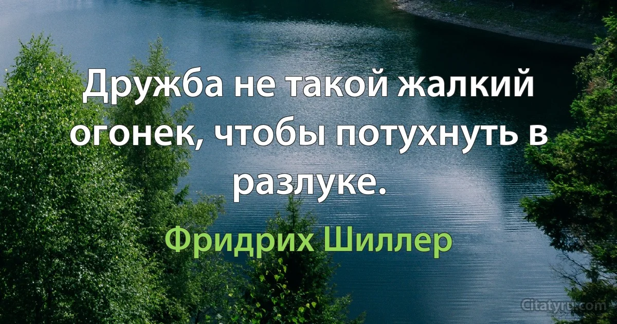 Дружба не такой жалкий огонек, чтобы потухнуть в разлуке. (Фридрих Шиллер)