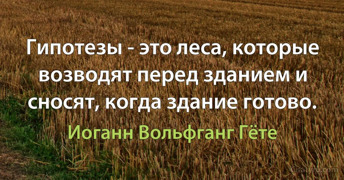 Гипотезы - это леса, которые возводят перед зданием и сносят, когда здание готово. (Иоганн Вольфганг Гёте)