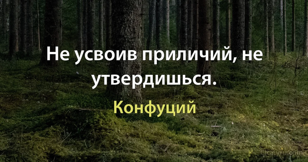 Не усвоив приличий, не утвердишься. (Конфуций)